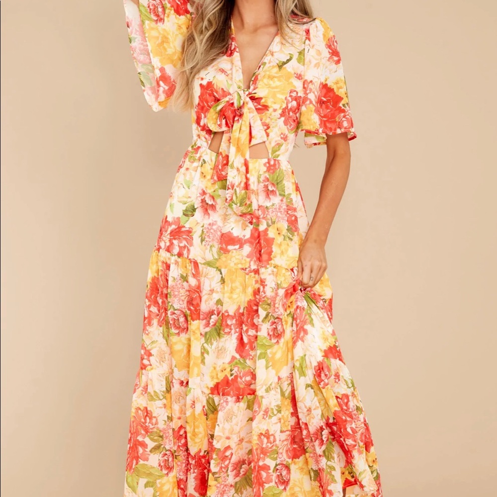 Red Dress Boutique Follow The Love Orange Multi Floral Print Dress